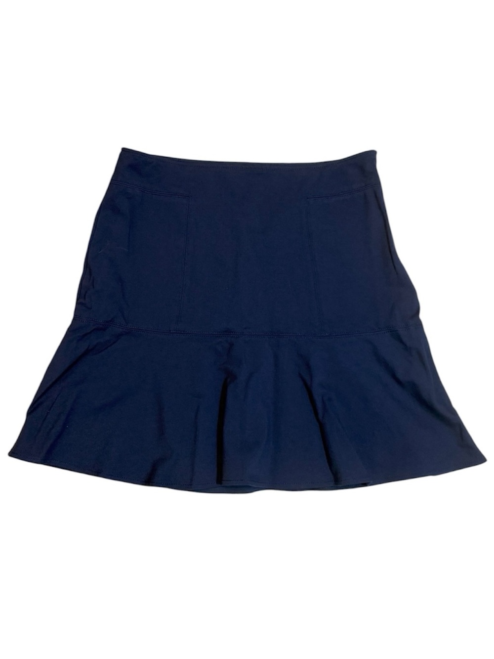 White House Black Market Navy Blue Flounce Hem Skirt Office Business